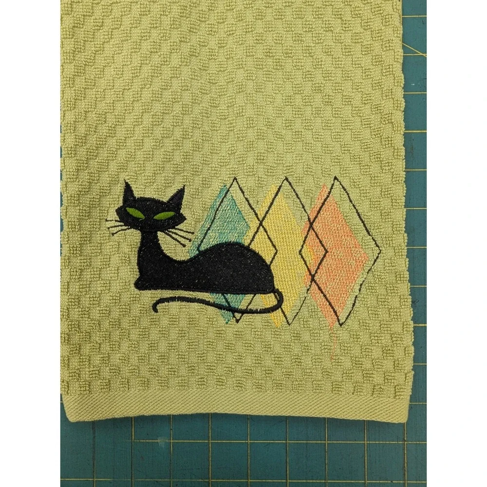 Retro Mid Century Modern Atomic Cat Kitchen Towel Set of 1 Great Gift Idea!